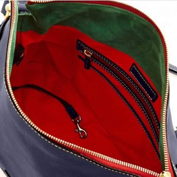 Dooney & Bourke NAVY Florentine Tasseled Pebbled Leather Satchel EUC - Picture 5 of 12